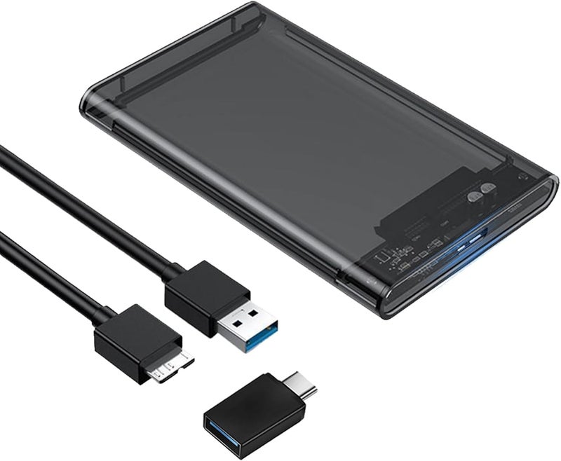 Garrulax External Hard Drive Enclosure , SATA to USB 3.0 2.5 inch SSD HDD 7mm 9.5mm Clear Hard Drive Case Supports UASP SATA (Gray) - Image 1